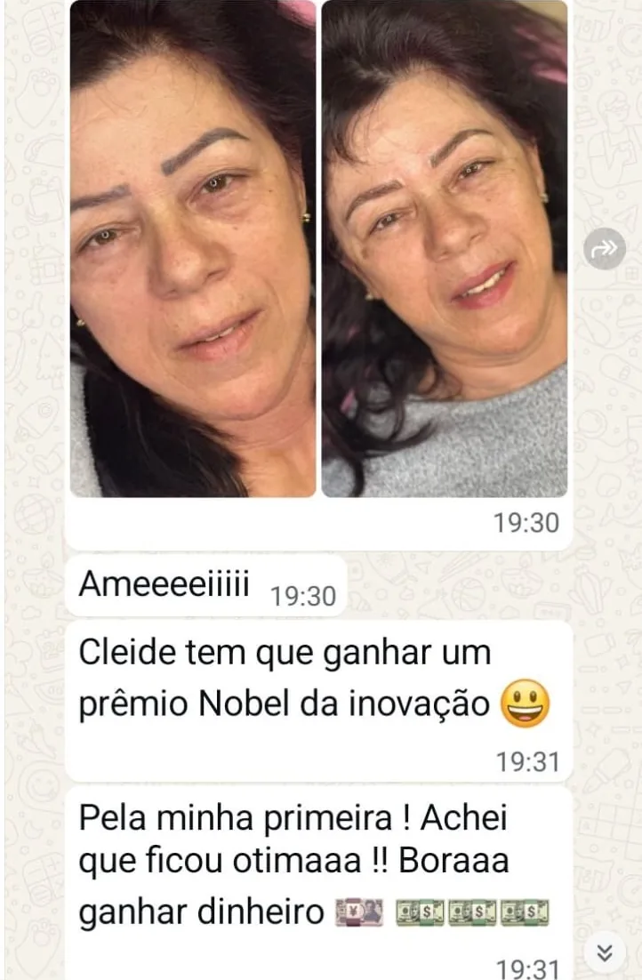 Mensagem com fotos de resultado e elogio